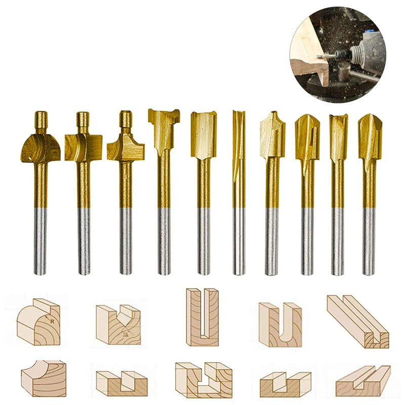 End Mill Set - Broca de Fresagem HSS para Marcenaria,
