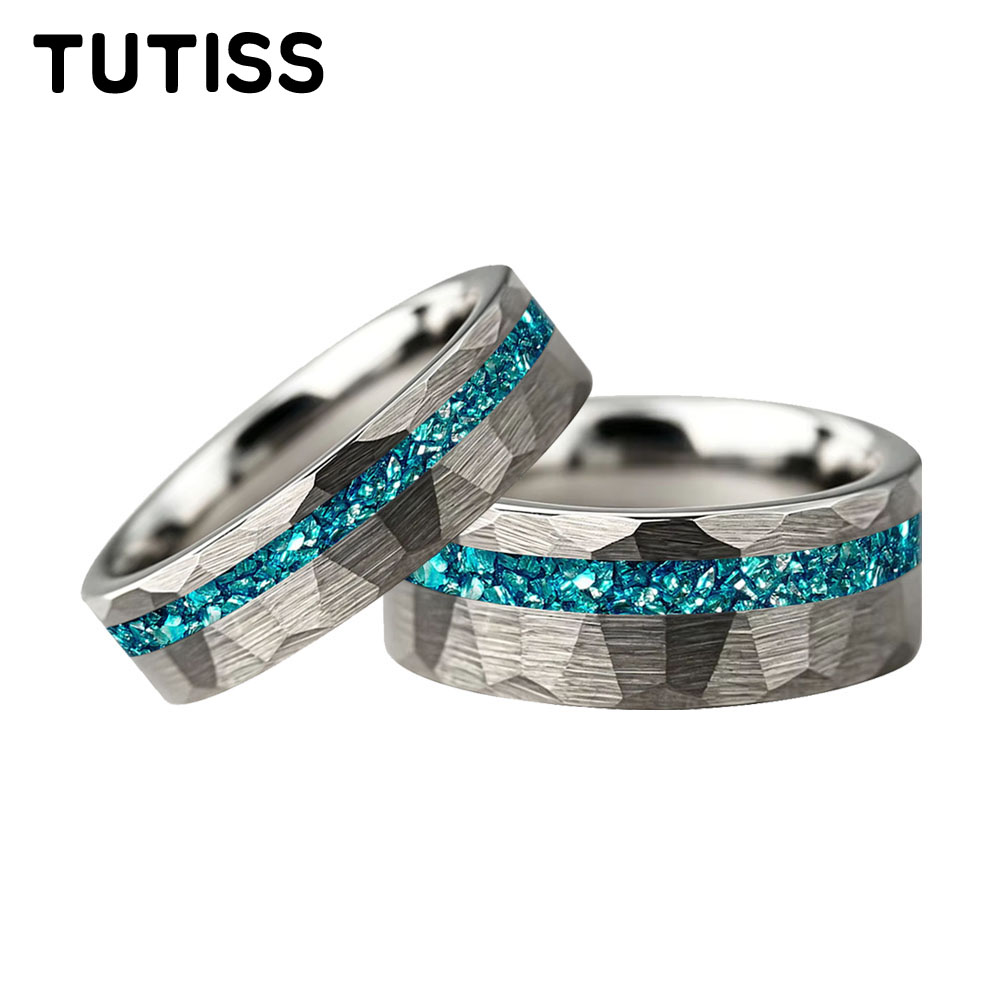 Coupling 8Mm - Anel de Tungstênio com Cristal Azul
